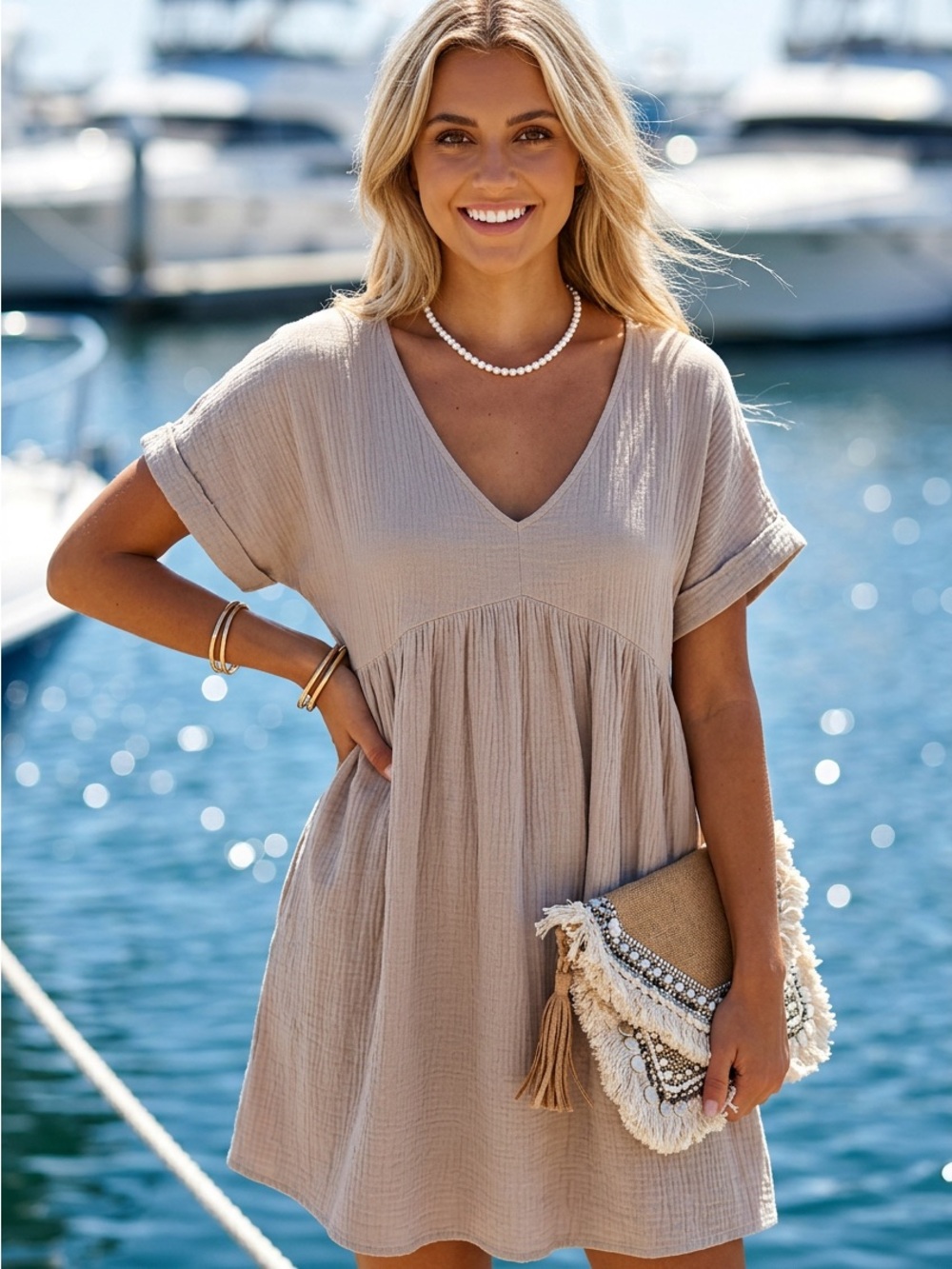 Listicle Dusty Rose V-Neck Mini Dress
